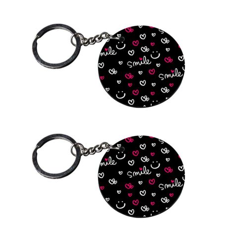 Crafty Worth | smile keychain | keychain drive safe customized keychain with photo Printed Wooden Keychain| Circle Shape Set of 2 keyrings 2×2 inch