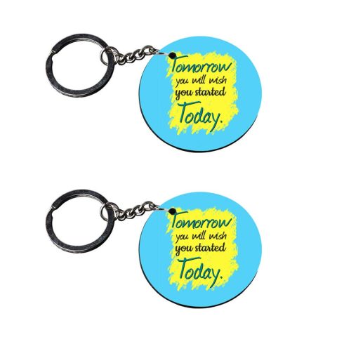 Crafty Worth | quotes keychain | keychain for women cute Printed Wooden Keychains | Circle Shape Set of 2 keyrings 2×2 inch