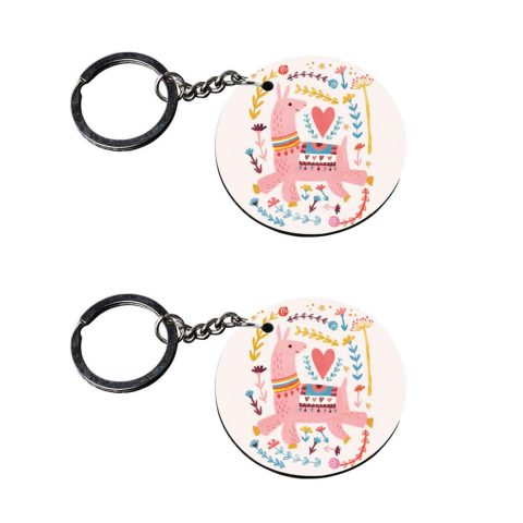Crafty Worth | keychain for girls unicorn | keychain for friends foreverr customized keychain with photo Printed Wooden Keychain| Circle Shape Set of 2 keyrings 2×2 inch