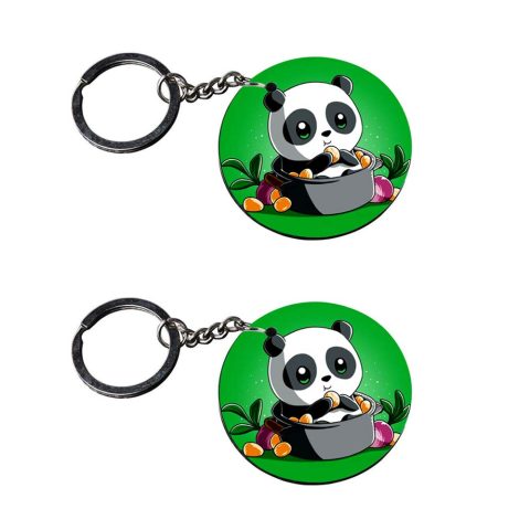 Crafty Worth | panda keychains for boys | 6 in 1 keychain customized keychain with photo Printed Wooden Keychain| Circle Shape Set of 2 keyrings 2×2 inch