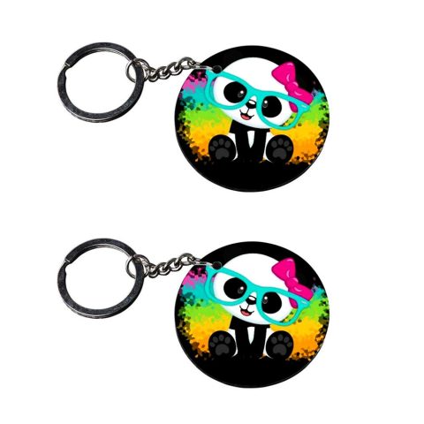 Crafty Worth | panda toy keychain | keychain 6 in 1 customized keychain with photo Printed Wooden Keychain| Circle Shape Set of 2 keyrings 2×2 inch