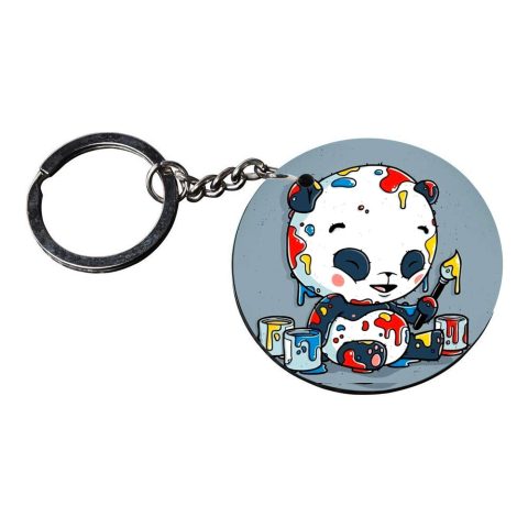 Crafty Worth | panda rubber keychain | keychain 50rs customized keychain with photo Printed Wooden Keychain| Circle Shape Set of 2 keyrings 2×2 inch - alternate view