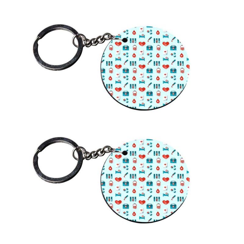 Medical Theme Round Printed Keychain