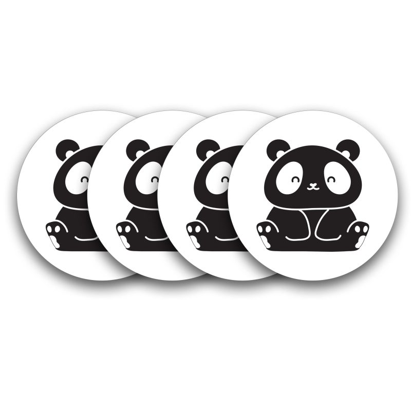 Cute Panda Round Wooden Coasters