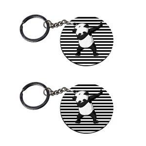 | panda dab keychain | z keychain customized keychain with photo Printed Wooden Keychain| Circle Shape Set of 2 keyrings 2x2 