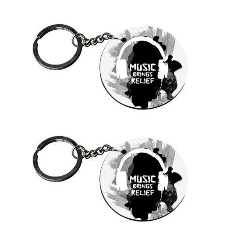 Crafty Worth | keychains for music lover | n keychain for boys customized keychain with photo Printed Wooden Keychain| Circle Shape Set of 2 keyrings 2×2 inch