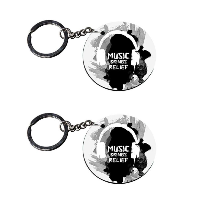 Music Brings Relief Round Keychain