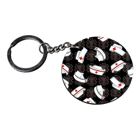 Crafty Worth | keychains for nurse | keychain bullet customized keychain with photo Printed Wooden Keychain| Circle Shape Set of 2 keyrings 2×2 inch - alternate view