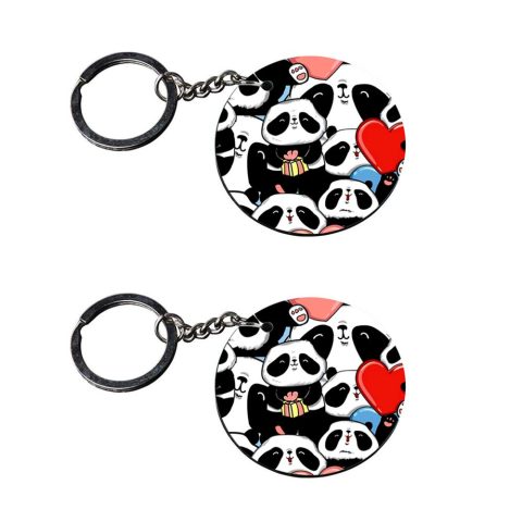 Crafty Worth | panda keychains for girls | keychain 60 customized keychain with photo Printed Wooden Keychain| Circle Shape Set of 2 keyrings 2×2 inch