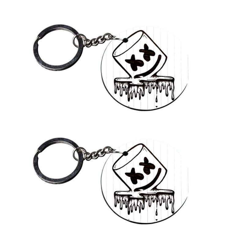 Marshmello Melting Face Wooden Keychain