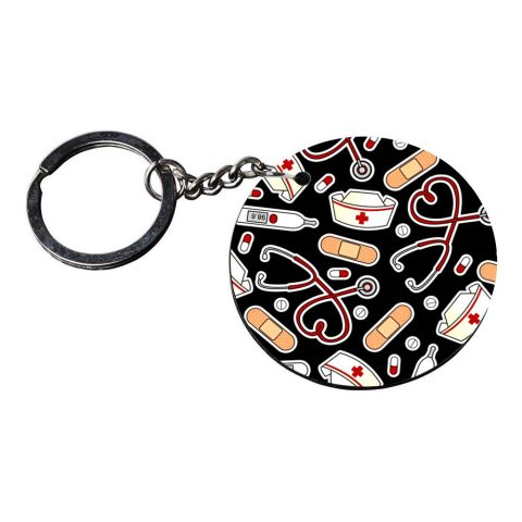 Crafty Worth | medical keychain | keychain emoji customized keychain with photo Printed Wooden Keychain| Circle Shape Set of 2 keyrings 2×2 inch - alternate view