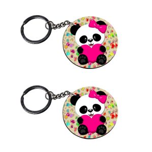 | panda keychains cute | keychain 2020 model model customized keychain with photo Printed Wooden Keychain| Circle Shape Set o