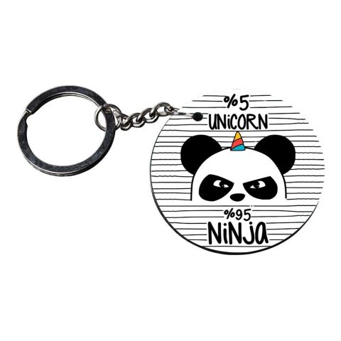 Crafty Worth | panda unicorn | keychain 4 customized keychain with photo Printed Wooden Keychain| Circle Shape Set of 2 keyrings 2×2 inch - alternate view