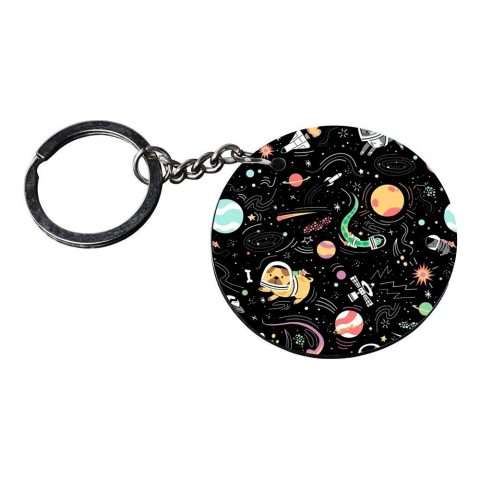 Crafty Worth | space keychain | keychain audi customized keychain with photo Printed Wooden Keychain| Circle Shape Set of 2 keyrings 2×2 inch - alternate view