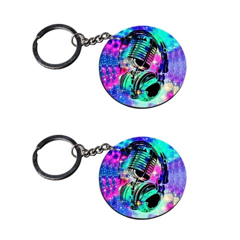 Crafty Worth | keychains music instrument | n keychain customized keychain with photo Printed Wooden Keychain| Circle Shape Set of 2 keyrings 2×2 inch