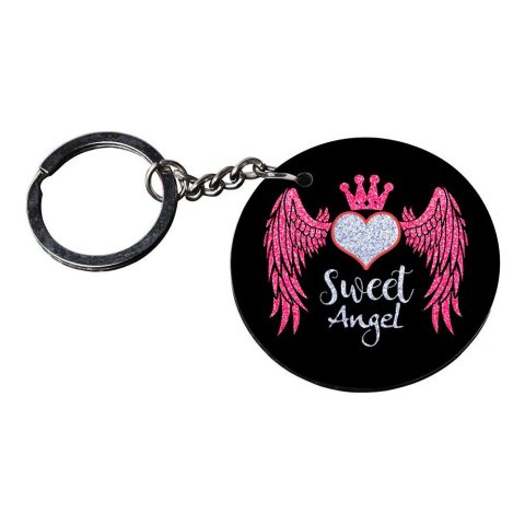 Crafty Worth | angel keychain | keychain marvel customized keychain with photo Printed Wooden Keychain| Circle Shape Set of 2 keyrings 2×2 inch - alternate view