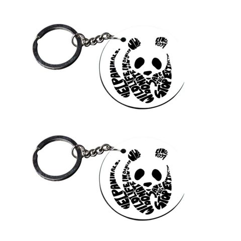 Crafty Worth | panda keychain for girls | r keychain Printed Wooden Keychains | Circle Shape Set of 2 keyrings 2×2 inch