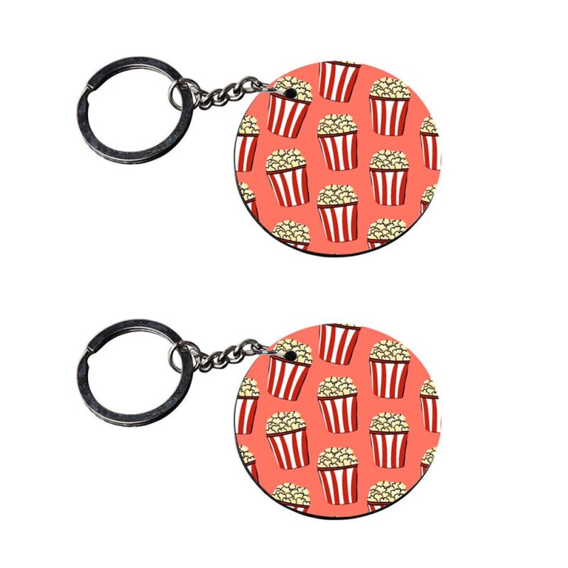 Round Popcorn Pattern Keychain Set
