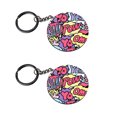 Crafty Worth | keychain for girls | keychain evil eye customized keychain with photo Printed Wooden Keychain| Circle Shape Set of 2 keyrings 2×2 inch