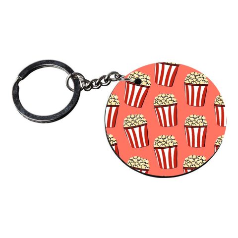 Crafty Worth | popcorn keychain | keychain customized keychain with photo Printed Wooden Keychain| Circle Shape Set of 2 keyrings 2×2 inch - alternate view