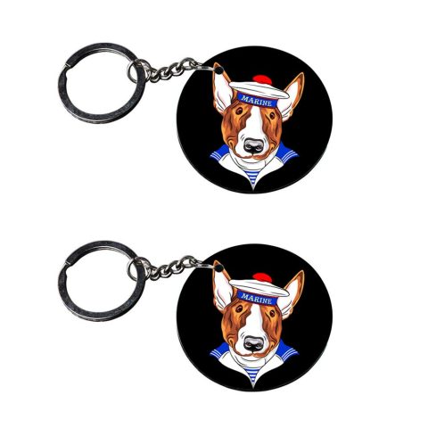 Crafty Worth | red dog keychain | keychain for office use customized keychain with photo Printed Wooden Keychain| Circle Shape Set of 2 keyrings 2×2 inch
