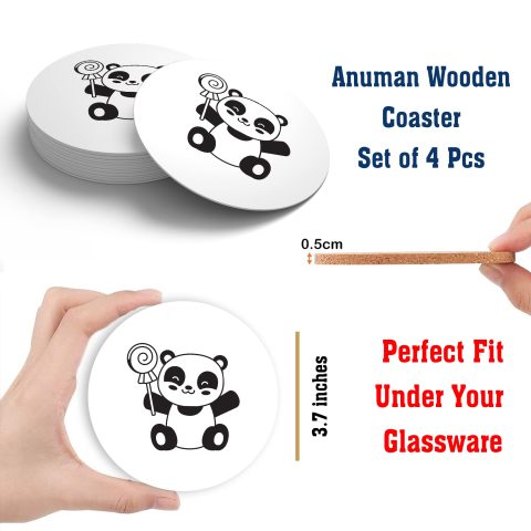 Crafty Worth | MDF Wood Coasters |Gift this Unique Designer Printed Coasters | Coaster for cups Handmade Wooden Coaster Set for Home Kitchen, Office Desk for girls, boys, kids | Set of 4 (3.7 IN x 3.7 IN - alternate view