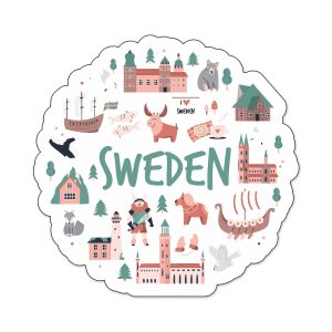 Crafty Worth Sweden theme souvenir wooden fridge magnet
