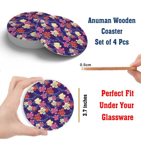 Crafty Worth | MDF Wood Coasters |Gift this Unique Designer Printed Coasters | coasters for table Handmade Wooden Coaster Set for Home Kitchen, Office Desk for girls, boys, kids | Set of 4 (3.7 IN x 3.7 IN - alternate view