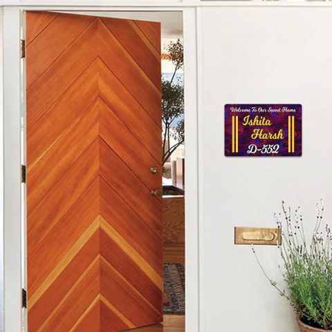 Crafty Worth | name plate Main Entrance|Personalized|Customized|Door Signs Multicolor wooden door name plate for home | 12×8 - alternate view