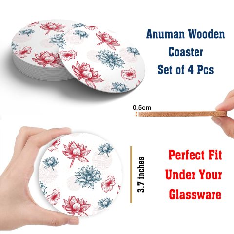 Crafty Worth | MDF Wood Coasters |Gift this Unique Designer Printed Coasters | coasters for hot dishes Handmade Wooden Coaster Set for Home Kitchen, Office Desk for girls, boys, kids | Set of 4 (3.7 IN x 3. - alternate view