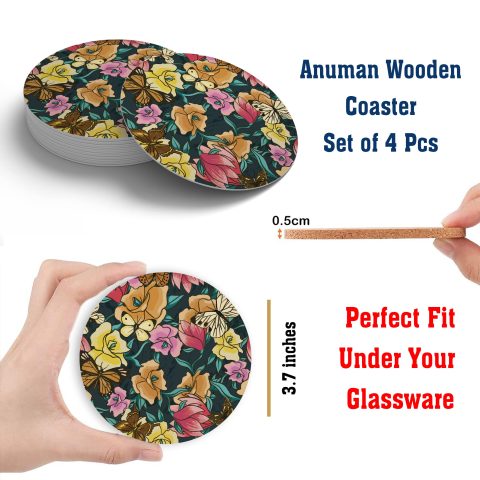 Crafty Worth | MDF Wood Coasters |Gift this Unique Designer Printed Coasters | coasters for cups Handmade Wooden Coaster Set for Home Kitchen, Office Desk for girls, boys, kids | Set of 4 (3.7 IN x 3.7 IN - alternate view