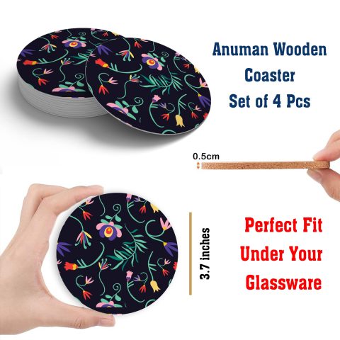 Crafty Worth | MDF Wood Coasters |Gift this Unique Designer Printed Coasters | coaster wooden Handmade Wooden Coaster Set for Home Kitchen, Office Desk for girls, boys, kids | Set of 4 (3.7 IN x 3.7 IN - alternate view