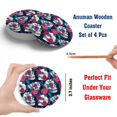 Crafty Worth | MDF Wood Coasters |Gift this Unique Designer Printed Coasters | coaster for dinning table Handmade Wooden Coaster Set for Home Kitchen, Office Desk for girls, boys, kids | Set of 4 (3.7 IN x - alternate view