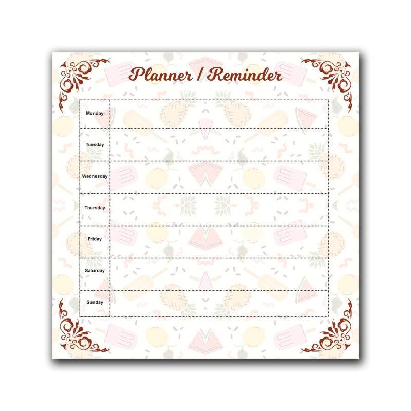 Floral Pattern Weekly Planner Fridge Board