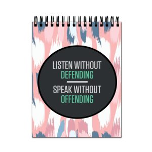 Crafty Worth A4 sketch book with Listen Without quote cover