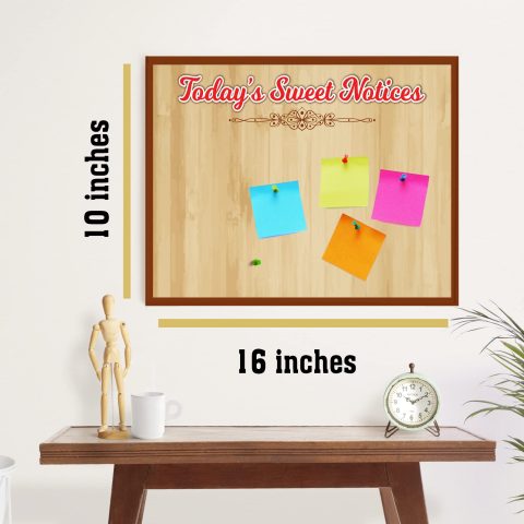 Crafty Worth | Sweet Notice Natural Texture Bulletin Board Notice Pin Board | Vision Soft Board Combo with Thumb Push Pins | Pin Board Customized | 10×16 inches - alternate view