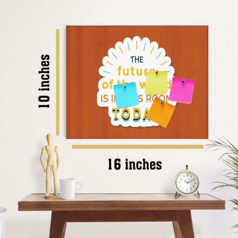Crafty Worth | Future in this room Notice board Premium Material Pin-up Board/Soft Board/Bulletin Board/Pin-up Display Board with pins for Office, School and Home Pin Board Customized | 10×16 inches - alternate view
