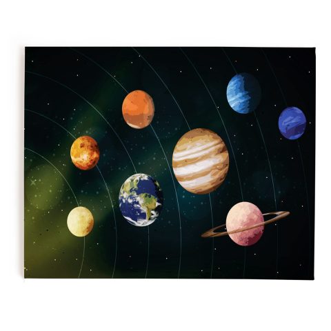 Crafty Worth | Solar System design Bulletin Board Notice Pin Board | Vision Soft Board Combo with Thumb Push Pins| Pin-up Board/Soft Board/Bulletin Board Pin Board Customized | 10×16 inches
