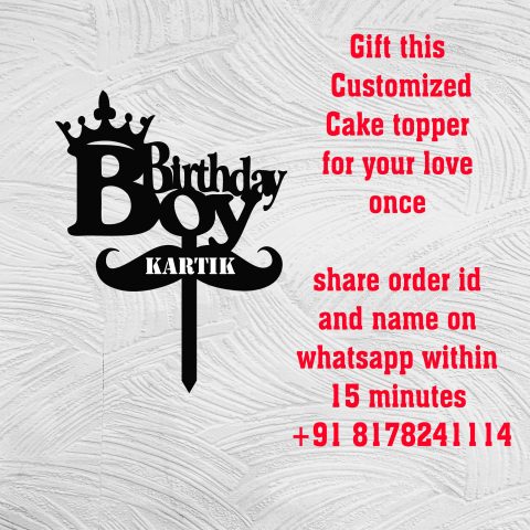 Crafty Worth | Happy Birthday Cake Topper customized Personalized Cake Topper for Birthday, Engagement, Anniversary and All Other Parties/Events - alternate view