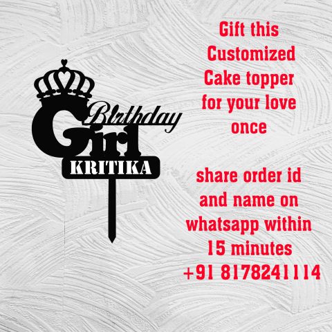 Crafty Worth | Cake Topper Customized | For Cake Decoration | Cake Topper | Name on Cake Topper | Personalized Cake Topper for Happy Birthday and All Other Parties/Events 5×7 in - alternate view