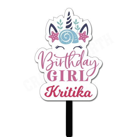 Crafty Worth | Unicorn Cake Topper | Happy Birthday Cake Decoration for Girls | Boys | Kids | Wife | Husband Personalized Cake Topper for Birthday, Engagement, Anniversary and All Other Parties/Events