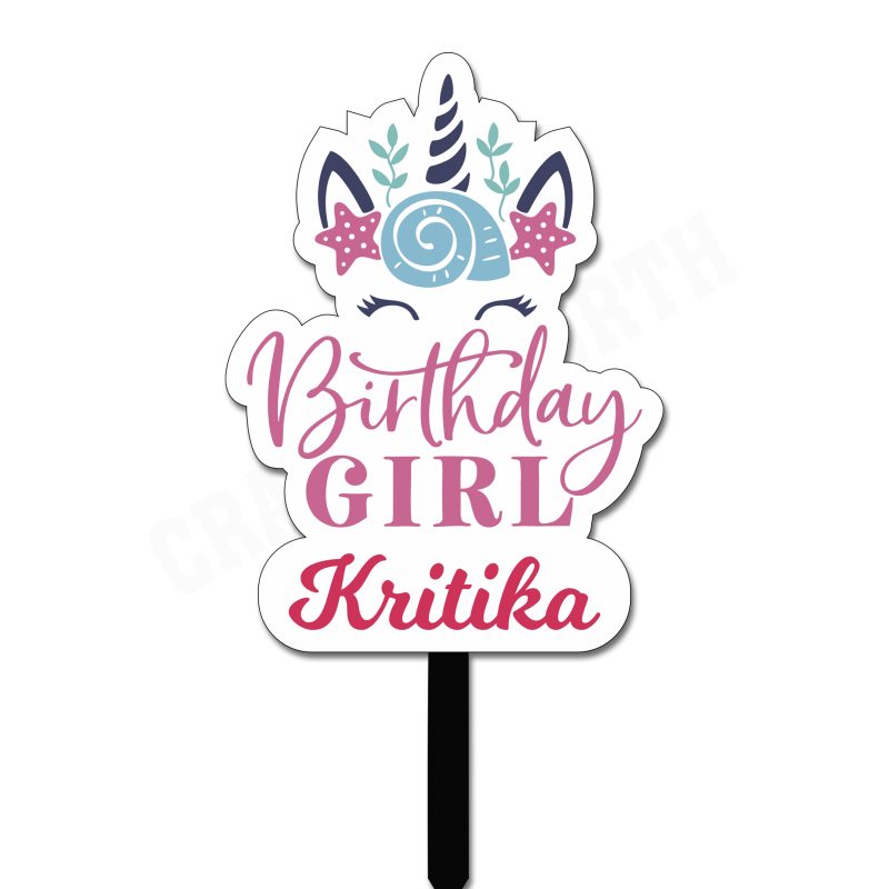Crafty Worth | Unicorn Cake Topper | Happy Birthday Cake Decoration for Girls | Boys | Kids | Wife | Husband Personalized Cake Topper for Birthday, Engagement, Anniversary and All Other Parties/Events