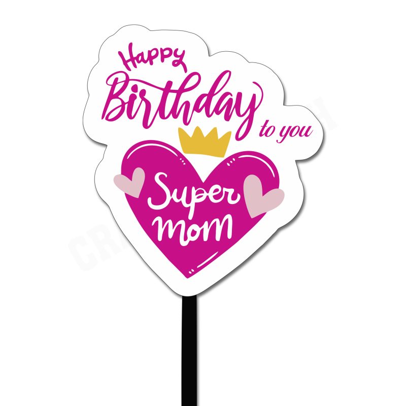 Crafty Worth | Mom Cup Cake Topper Cake decoratin | Party Decoration Celebraton Party | Boys | Kids | Wife | Husband Personalized Cake Topper for mom Birthday | girls | couple