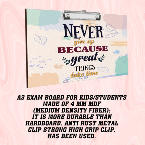 Crafty Worth | Wooden Clipboard Writing Pad | Exam Board for Kids Students | Wood Exam Pad | Examination Writing Pad | clip board for girls| clip board for Boys | Stainless Clip | clip board A3 size - alternate view