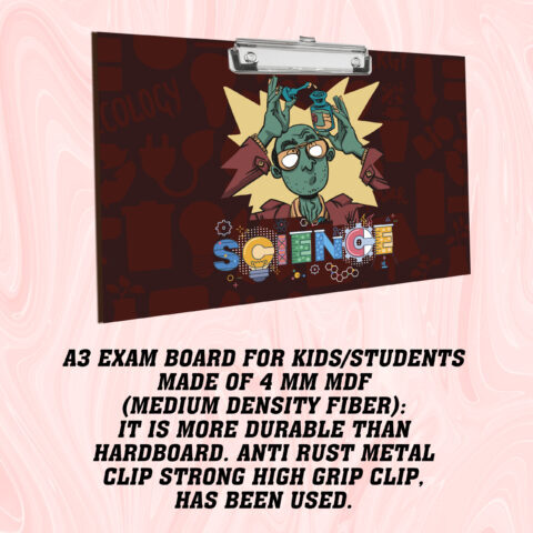 Crafty Worth | Wooden Exam Board for School and College Students | Clipboard | Exam Pad | Clip Board for Girls| Clip Board for Boys | Stainless Clip | Clip Board A3 Size - alternate view