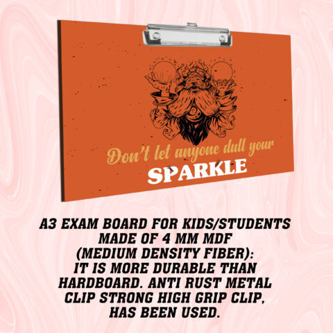 Crafty Worth | Teachers | Sales | Utility | exam Board for Kids | exam Board for Boys | clip board for girls| clip board for Boys | Stainless Clip | clip board A3 size - alternate view