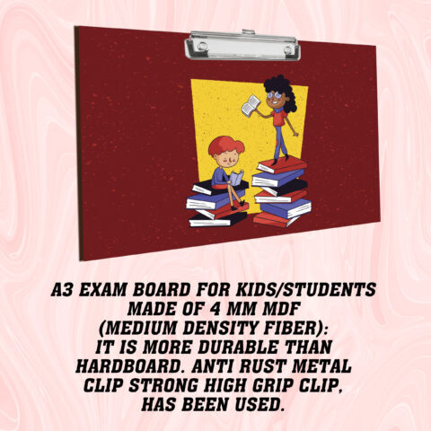 Crafty Worth | Wooden Paper Clipboard | Examination Writing Pad | Office Clipboard | Exam Board for Kids & Students | clip board for girls| clip board for Boys | Stainless Clip | clip board A3 size - alternate view