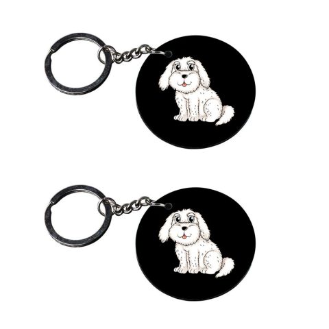 Crafty Worth | dog paw keychains | keychain for bike customized keychain with photo Printed Wooden Keychain| Circle Shape Set of 2 keyrings 2×2 inch
