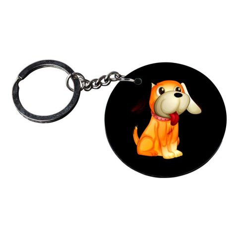 Crafty Worth | red dog keychain | keychain for girl customized keychain with photo Printed Wooden Keychain| Circle Shape Set of 2 keyrings 2×2 inch - alternate view