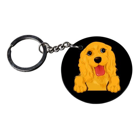Crafty Worth | Dog keychain | keychain for unicorn bike customized keychain with photo Printed Wooden Keychain| Circle Shape Set of 2 keyrings 2×2 inch - alternate view